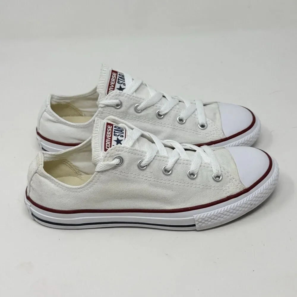 Converse All Star Sneakers Kids Juniors Size 3 White Low Top Canvas Shoes
